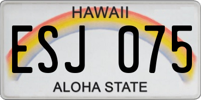 HI license plate ESJ075