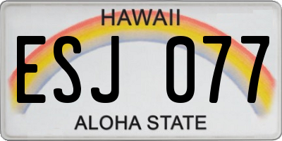 HI license plate ESJ077