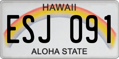 HI license plate ESJ091