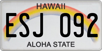 HI license plate ESJ092
