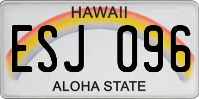 HI license plate ESJ096