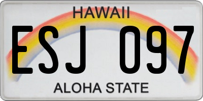 HI license plate ESJ097