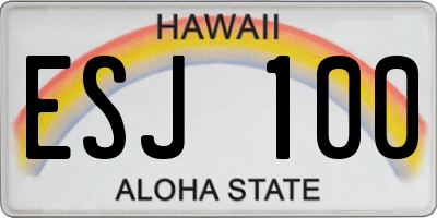 HI license plate ESJ100