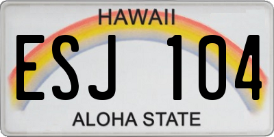 HI license plate ESJ104