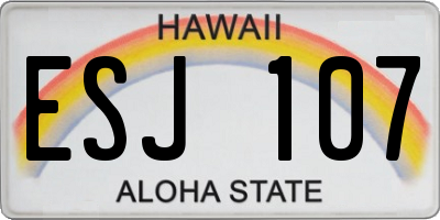 HI license plate ESJ107