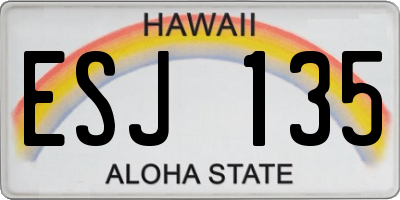 HI license plate ESJ135