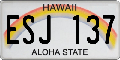 HI license plate ESJ137