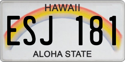 HI license plate ESJ181