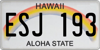 HI license plate ESJ193