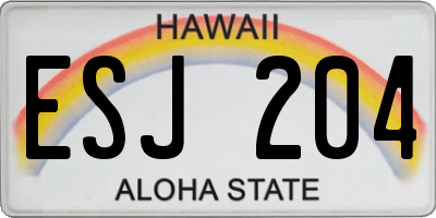 HI license plate ESJ204