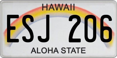HI license plate ESJ206