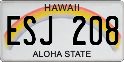 HI license plate ESJ208