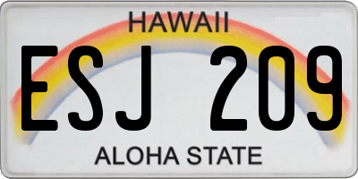 HI license plate ESJ209