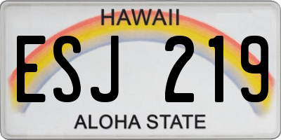 HI license plate ESJ219