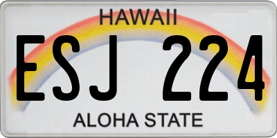 HI license plate ESJ224