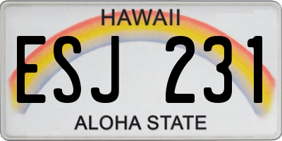 HI license plate ESJ231