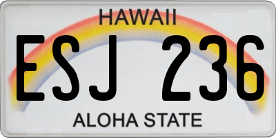 HI license plate ESJ236