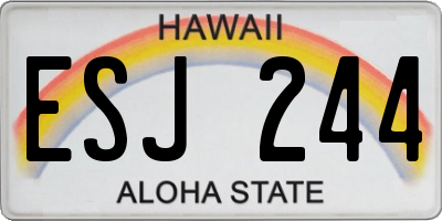 HI license plate ESJ244
