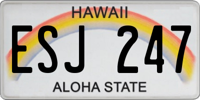 HI license plate ESJ247