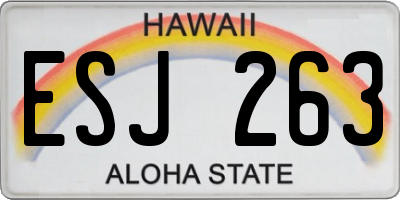 HI license plate ESJ263