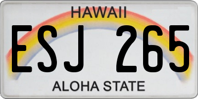 HI license plate ESJ265