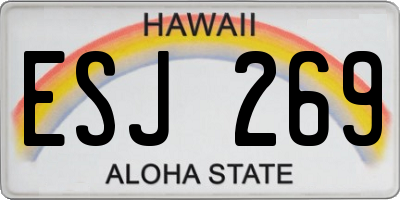 HI license plate ESJ269