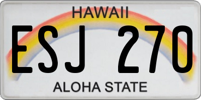 HI license plate ESJ270