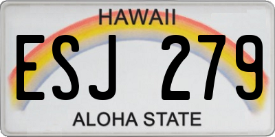 HI license plate ESJ279