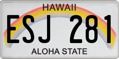 HI license plate ESJ281