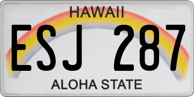 HI license plate ESJ287