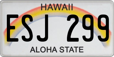 HI license plate ESJ299