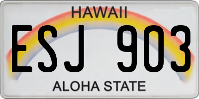 HI license plate ESJ903