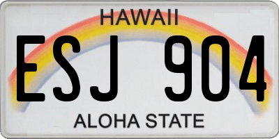 HI license plate ESJ904