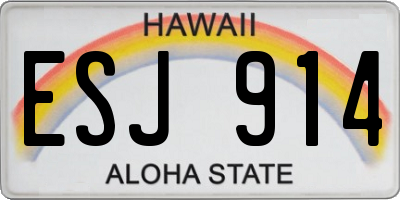 HI license plate ESJ914