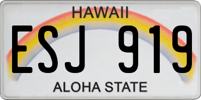 HI license plate ESJ919