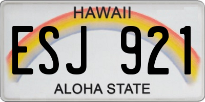 HI license plate ESJ921