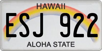 HI license plate ESJ922