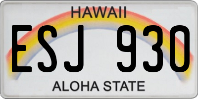 HI license plate ESJ930