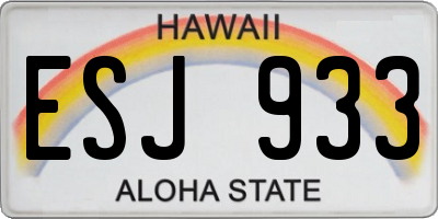 HI license plate ESJ933