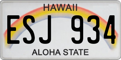 HI license plate ESJ934