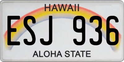 HI license plate ESJ936