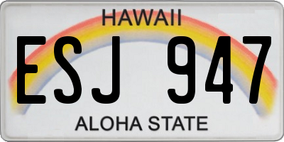 HI license plate ESJ947