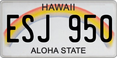 HI license plate ESJ950