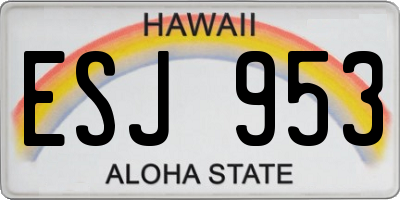 HI license plate ESJ953