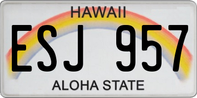 HI license plate ESJ957