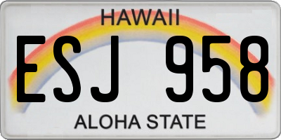 HI license plate ESJ958