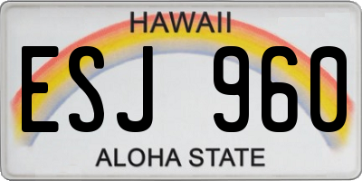 HI license plate ESJ960