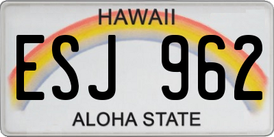 HI license plate ESJ962