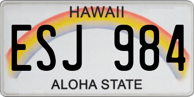HI license plate ESJ984