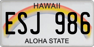 HI license plate ESJ986